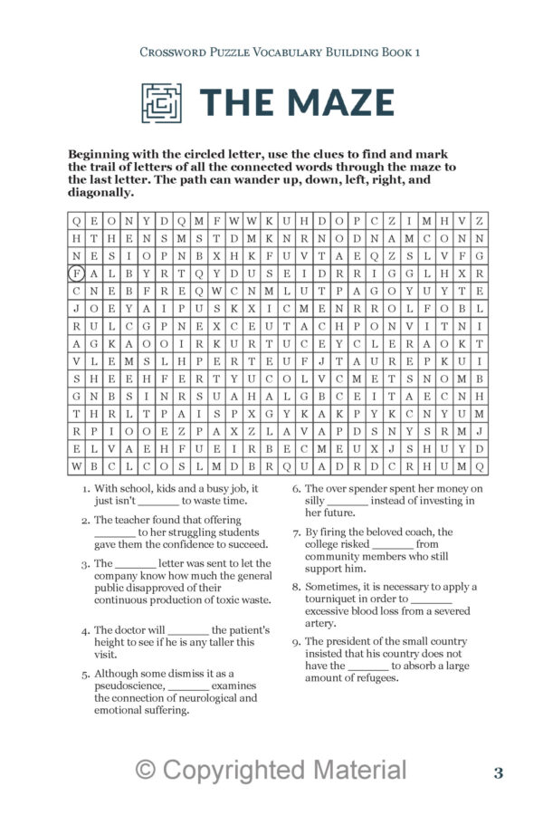 Crossword Vocabulary Building Games and Activities Book 01 Sample_Page_07