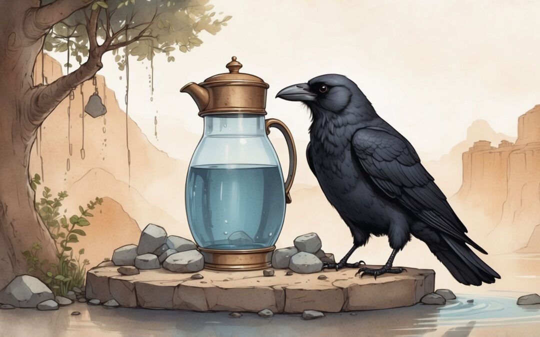 The Crow and the Pitcher: A Lesson in Ingenuity from Aesop’s Fables