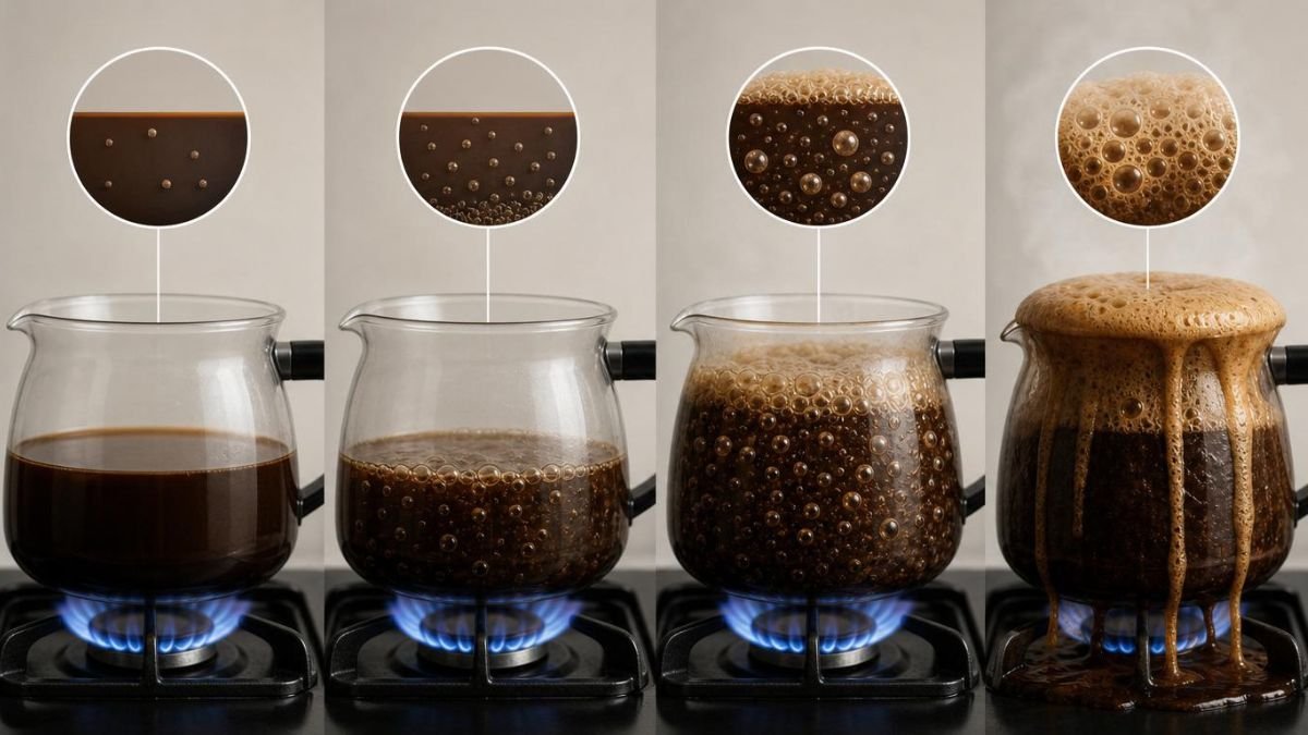 Why does coffee overflow when heated